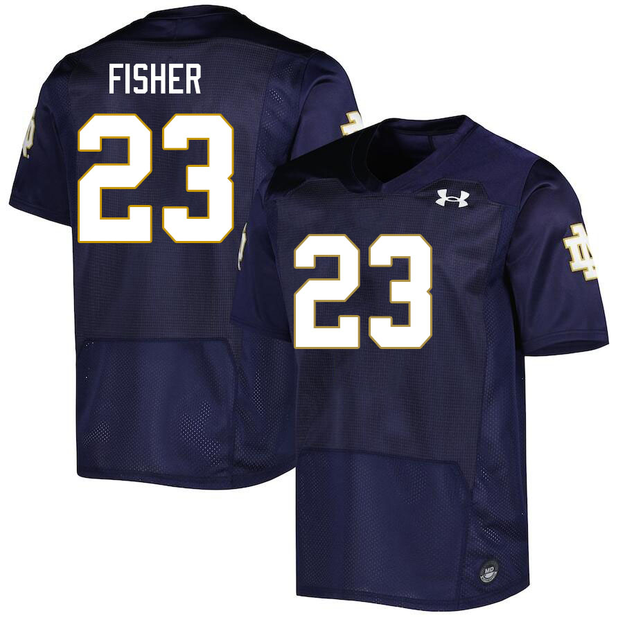 Men #23 Justin Fisher Notre Dame Fighting Irish College Football Jerseys Stitched-Navy